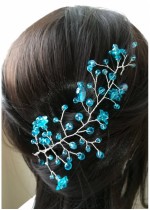 Елегантна украса за коса с кристали в цвят тюркоаз от серия Blue Bell by Rosie